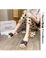 QA-893 Fashion Straw Ribbon Sandals Black