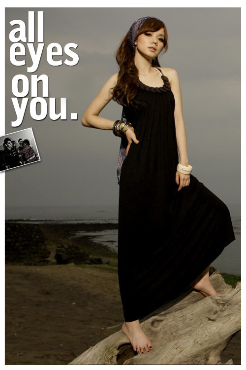 WD2053 Beads Maxi Dress Black
