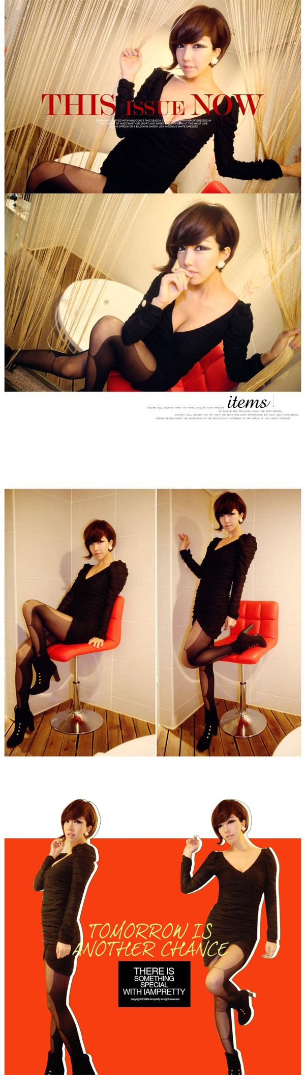 WD8533 Sexy Deep V Dress Black