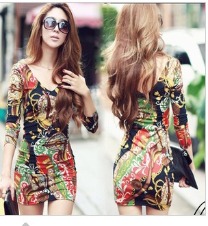 WD8417 Sexy Body Hugging Dress As Picture