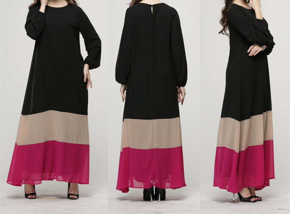 WH3309 Stylish 3 Tone Jubah Black