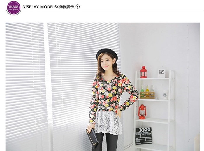 WT4967 Fashion Floral Top Black
