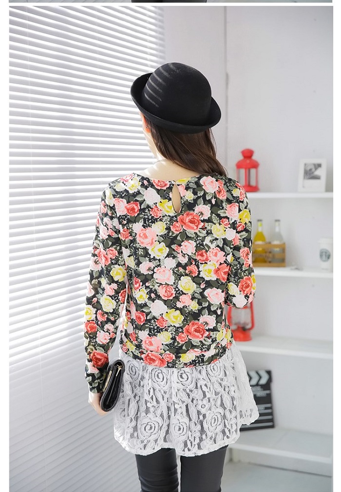 WT4967 Fashion Floral Top Black