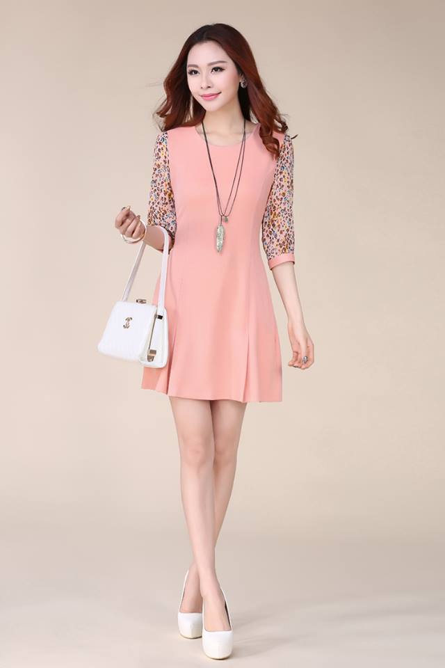 WD4997 Korean Fashion Dress Pink
