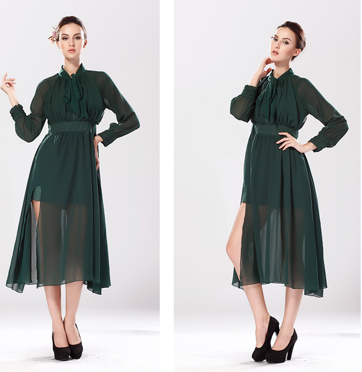 WD5092 Stylish Chiffon Dress Green