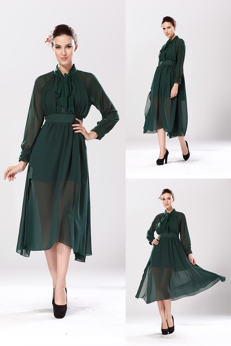 WD5092 Stylish Chiffon Dress Green