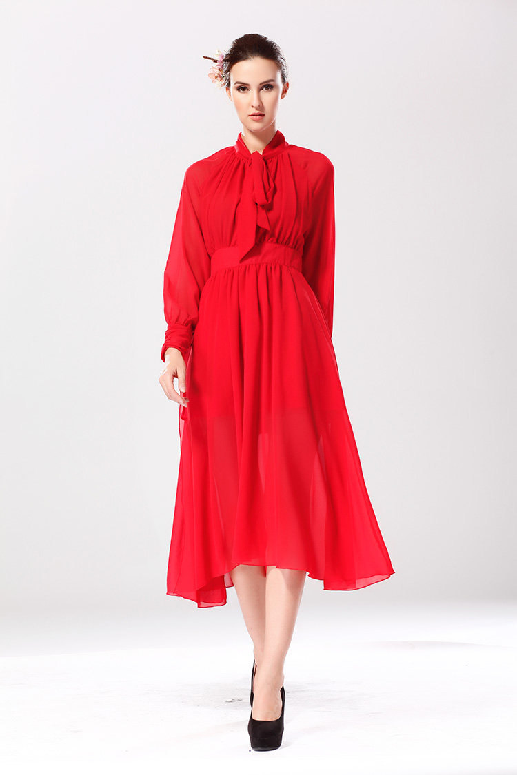WD5092 Stylish Chiffon Dress Red