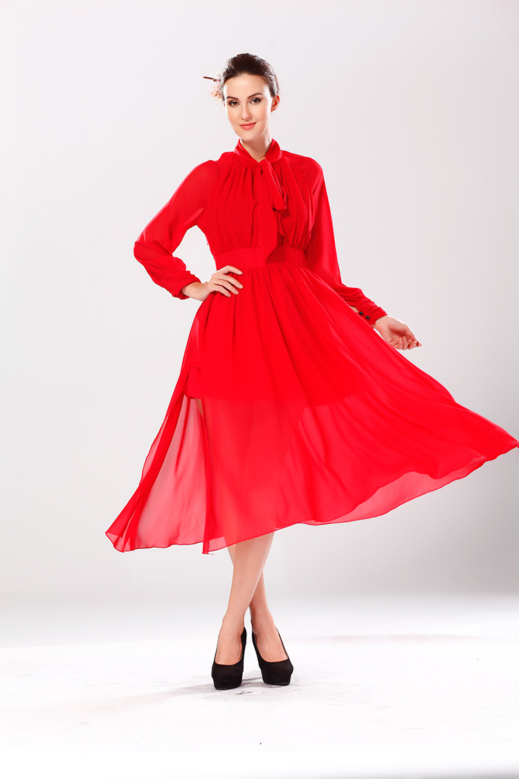 WD5092 Stylish Chiffon Dress Red