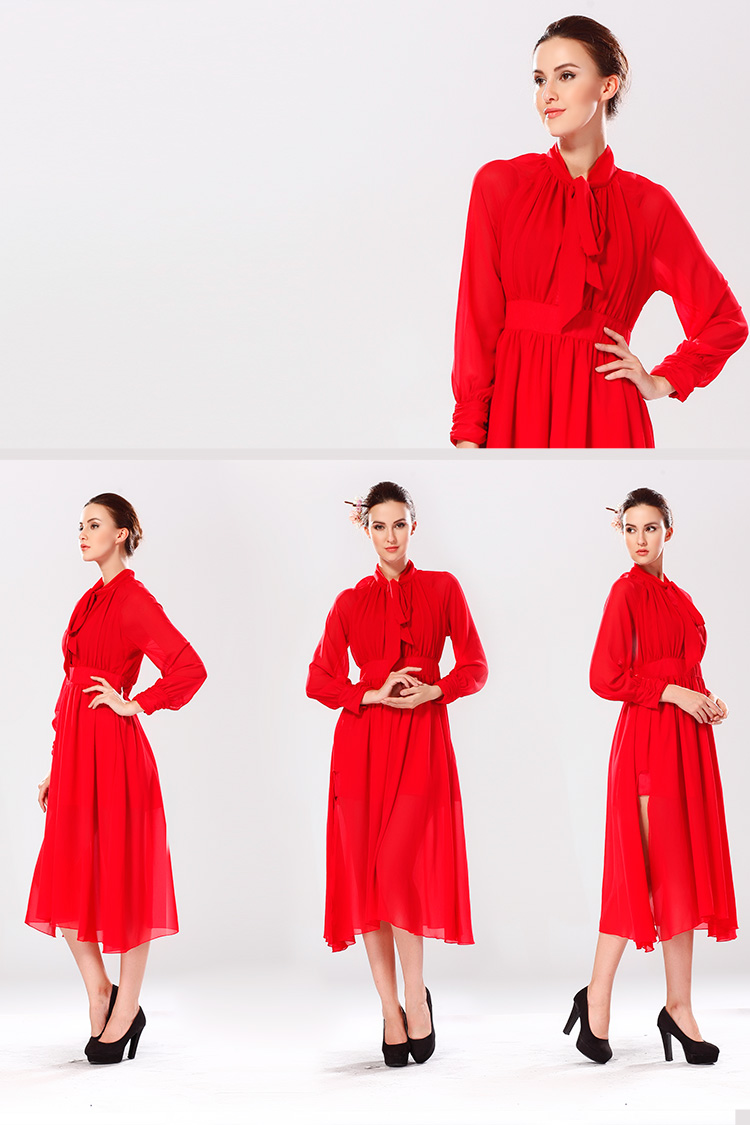 WD5092 Stylish Chiffon Dress Red