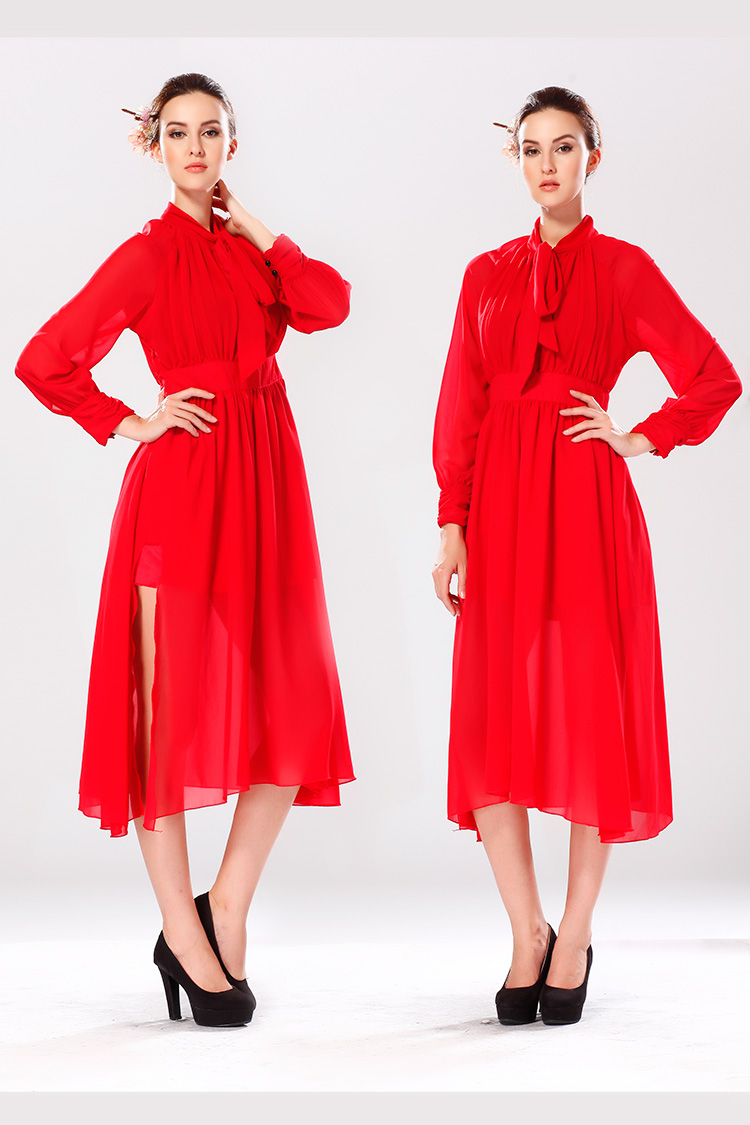 WD5092 Stylish Chiffon Dress Red