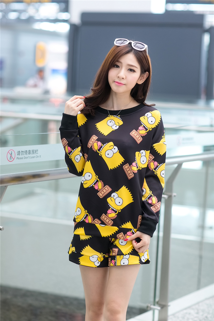 WT5151 Cartoon Top and Pant Black
