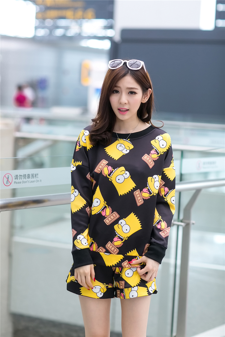 WT5151 Cartoon Top and Pant Black