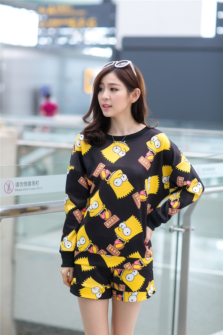 WT5151 Cartoon Top and Pant Black