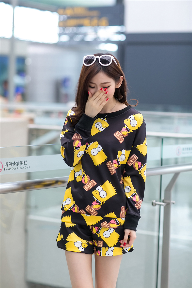 WT5151 Cartoon Top and Pant Black