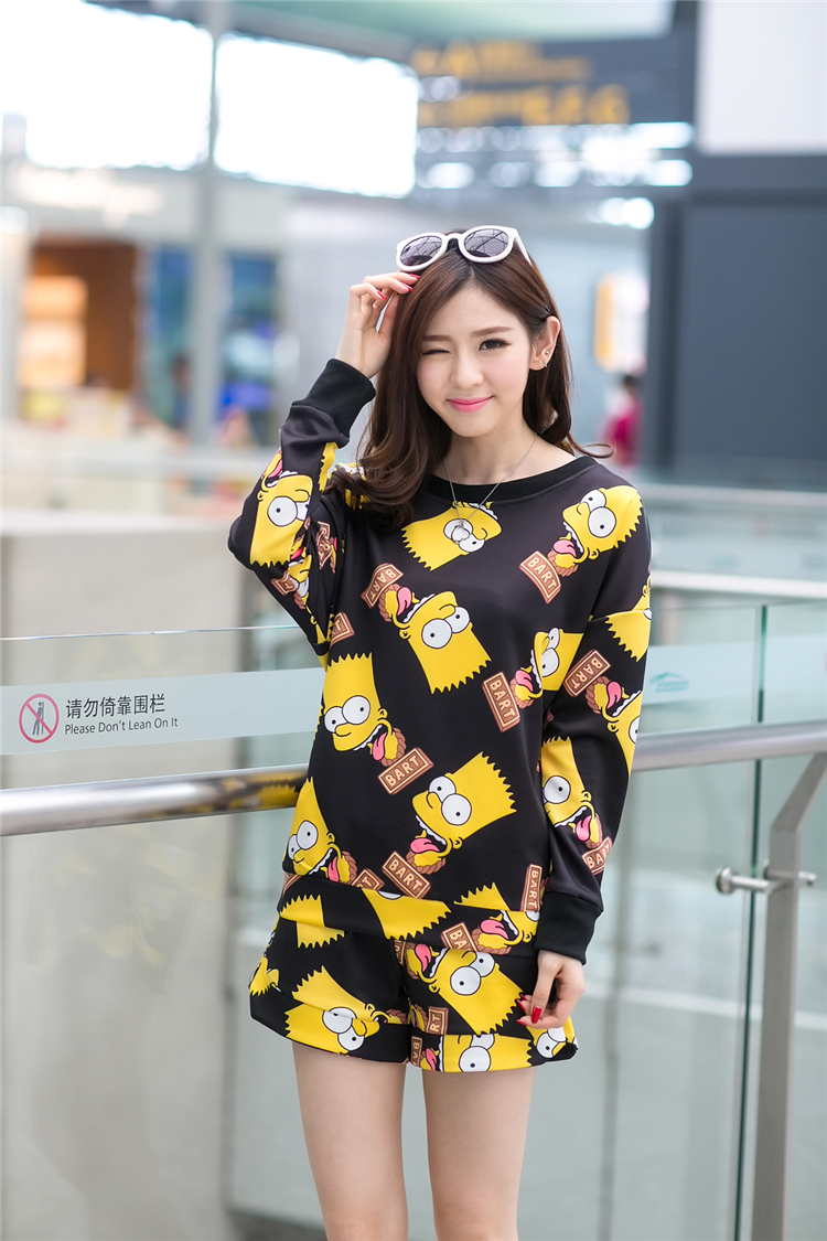 WT5151 Cartoon Top and Pant Black