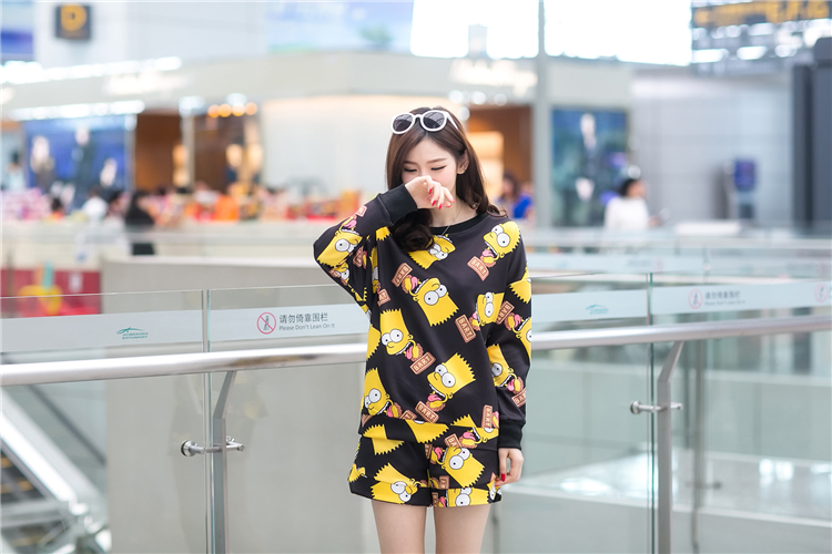 WT5151 Cartoon Top and Pant Black
