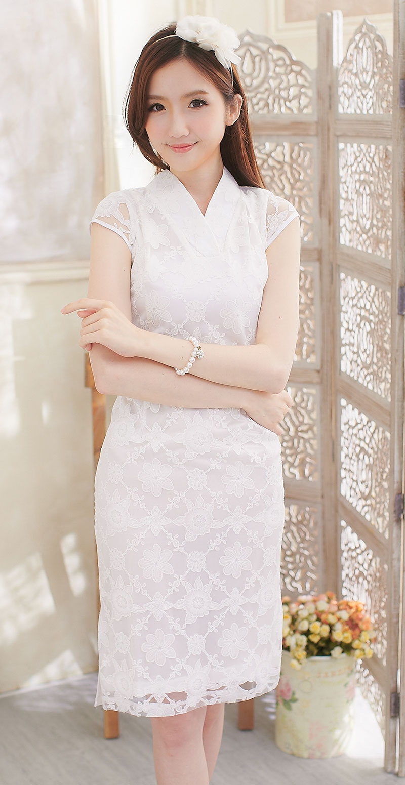 WC3243 Cheongsam White