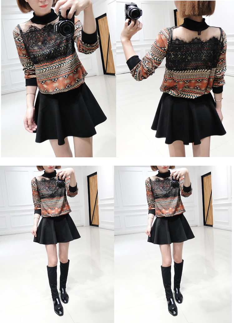 WT5273 Abstract Print Top Orange