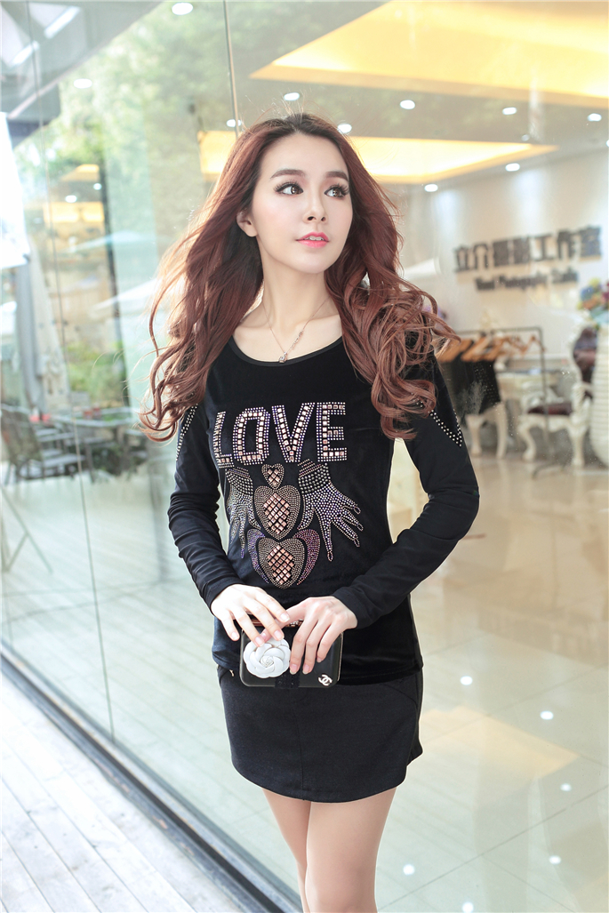 WT5459 Korea Fashion Sequin Top Black
