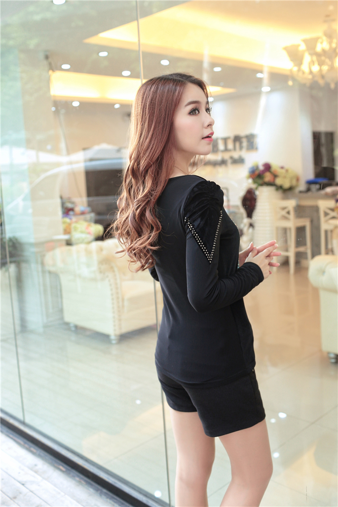 WT5459 Korea Fashion Sequin Top Black