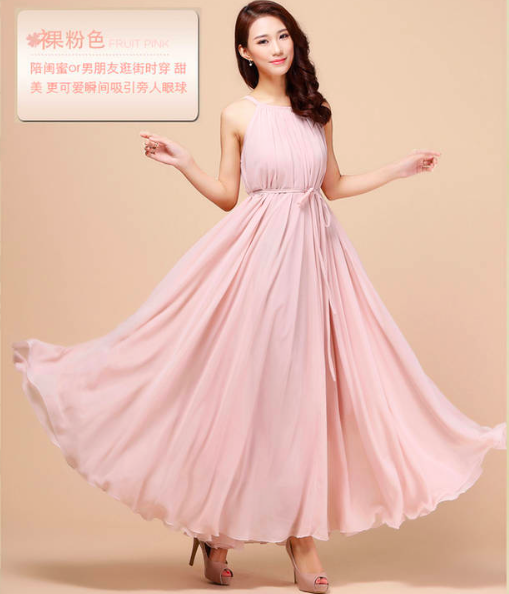 WD5469 Elegant Long Dress Light Pink