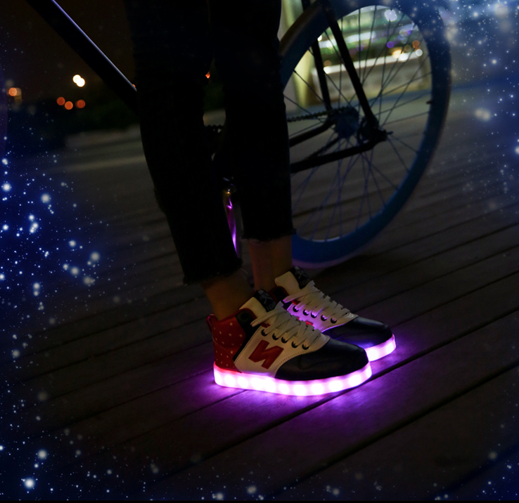 WS001 Cool Multi Colour LED Shoes Front Blue
