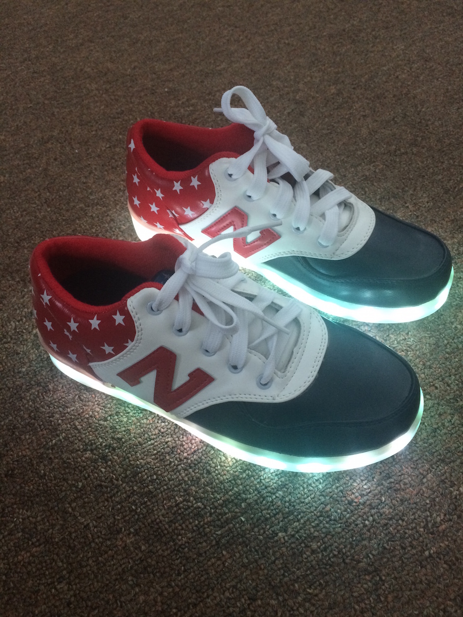 WS001 Cool Multi Colour LED Shoes Front Blue