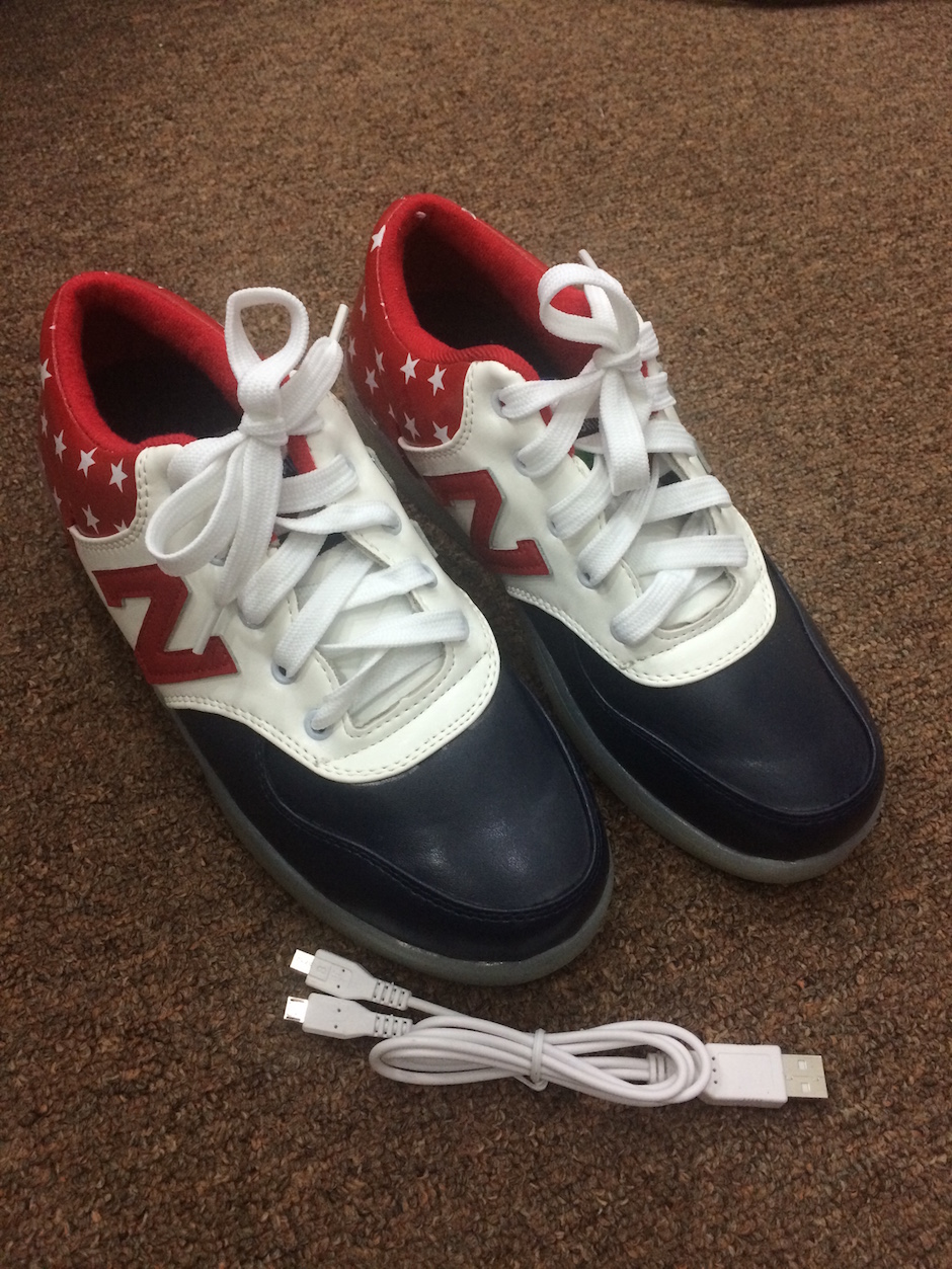 WS001 Cool Multi Colour LED Shoes Front Blue