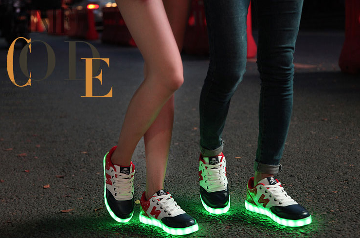 WS001 Cool Multi Colour LED Shoes Front Blue
