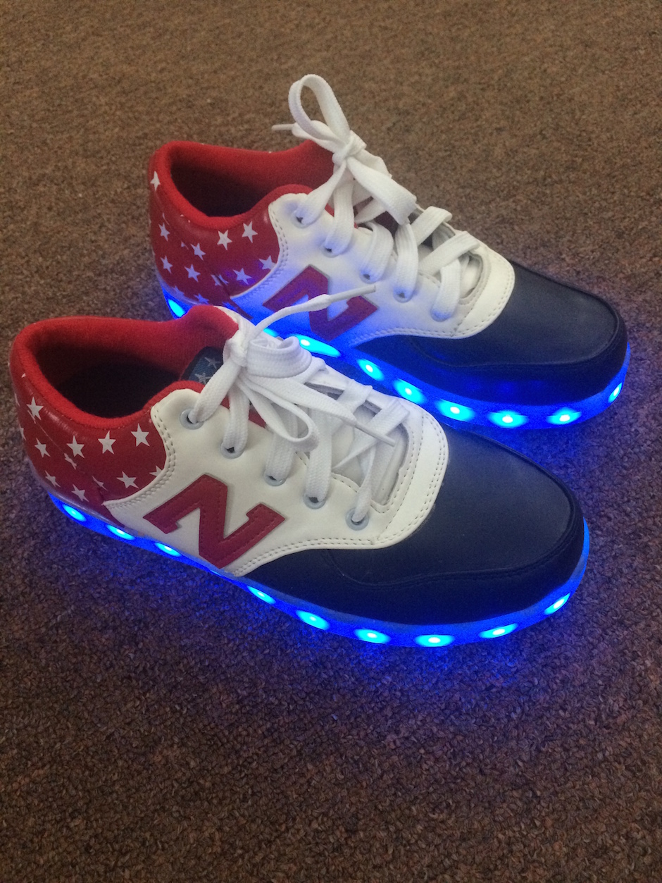 WS001 Cool Multi Colour LED Shoes Front Blue