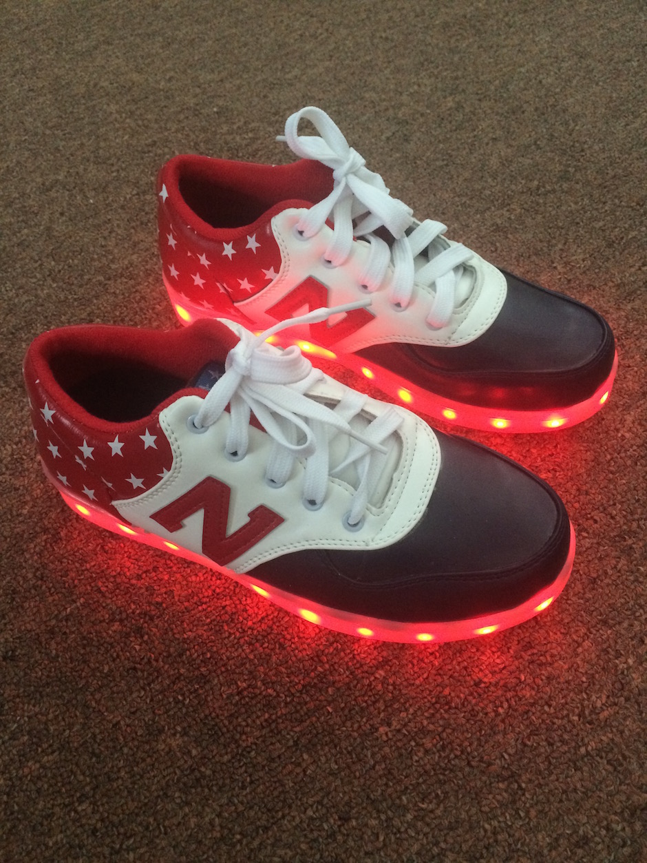 WS001 Cool Multi Colour LED Shoes Front Blue