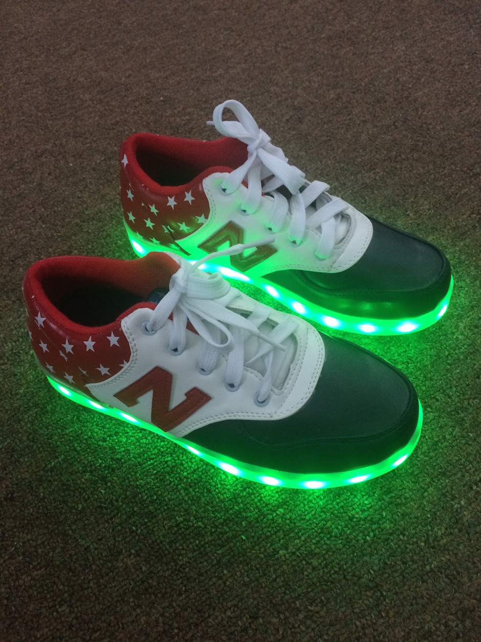 WS001 Cool Multi Colour LED Shoes Front Blue