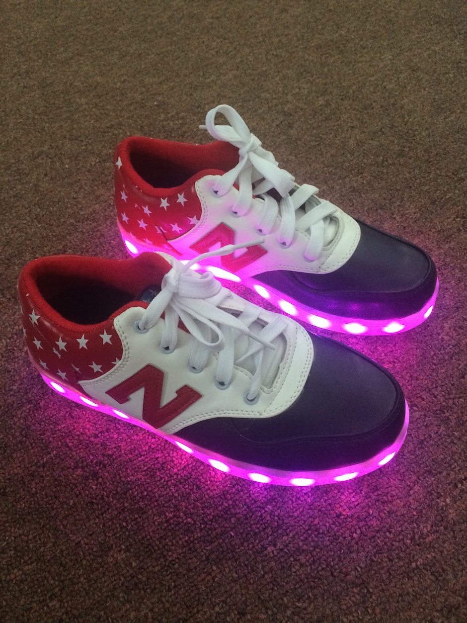 WS001 Cool Multi Colour LED Shoes Front Blue