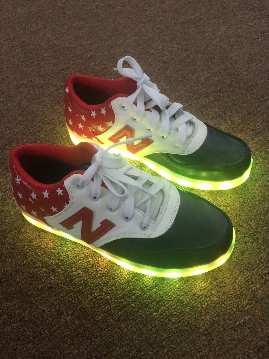 WS001 Cool Multi Colour LED Shoes Front Blue