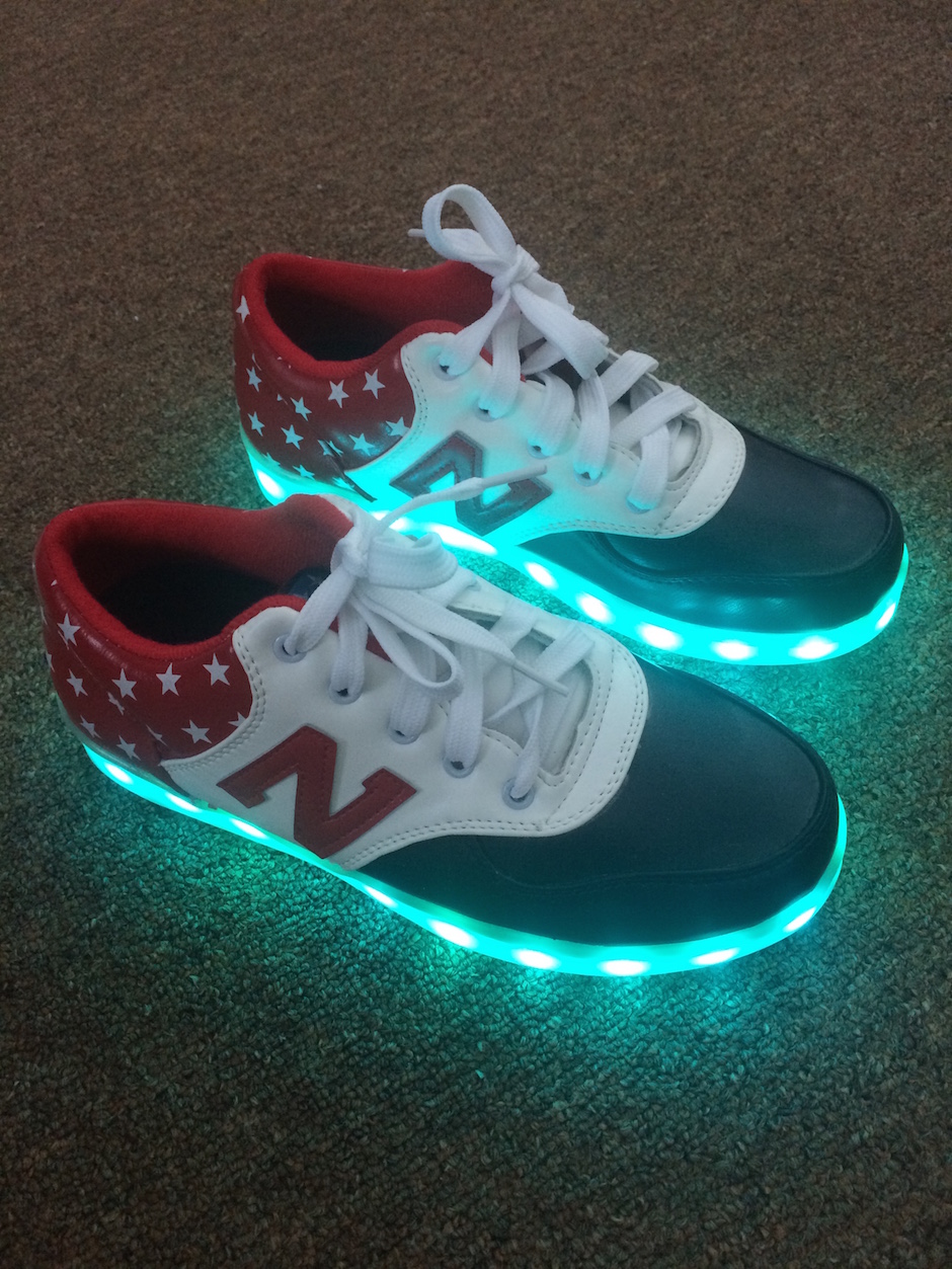 WS001 Cool Multi Colour LED Shoes Front Blue