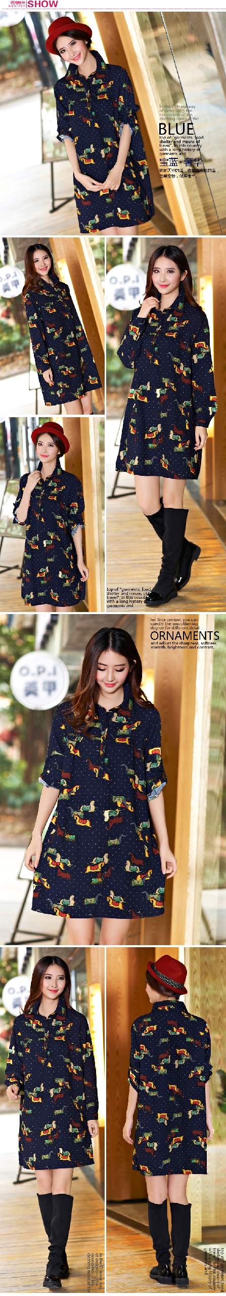 WD5674 Fashion Dress Dark Blue