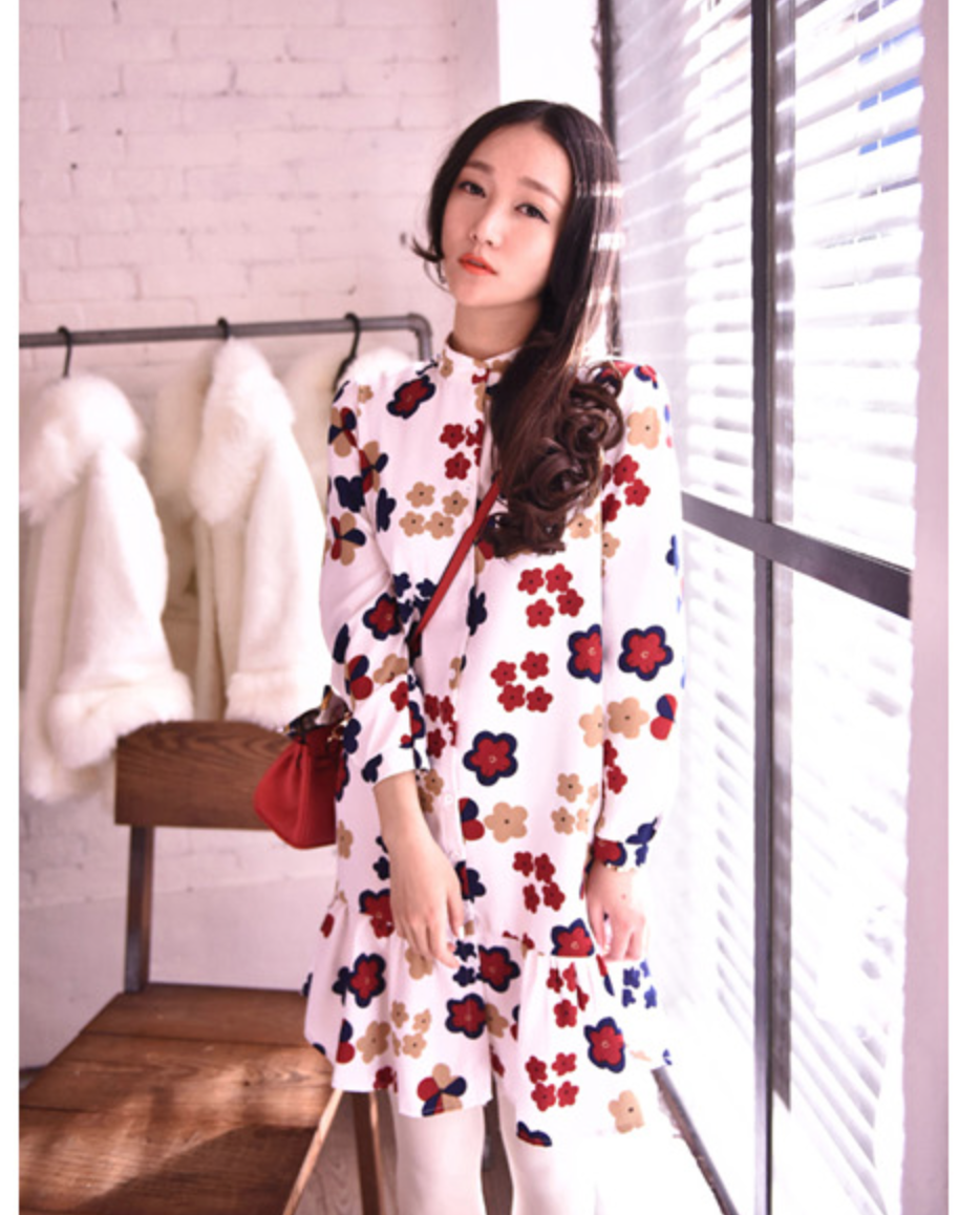 WD5683 Floral Dress White 