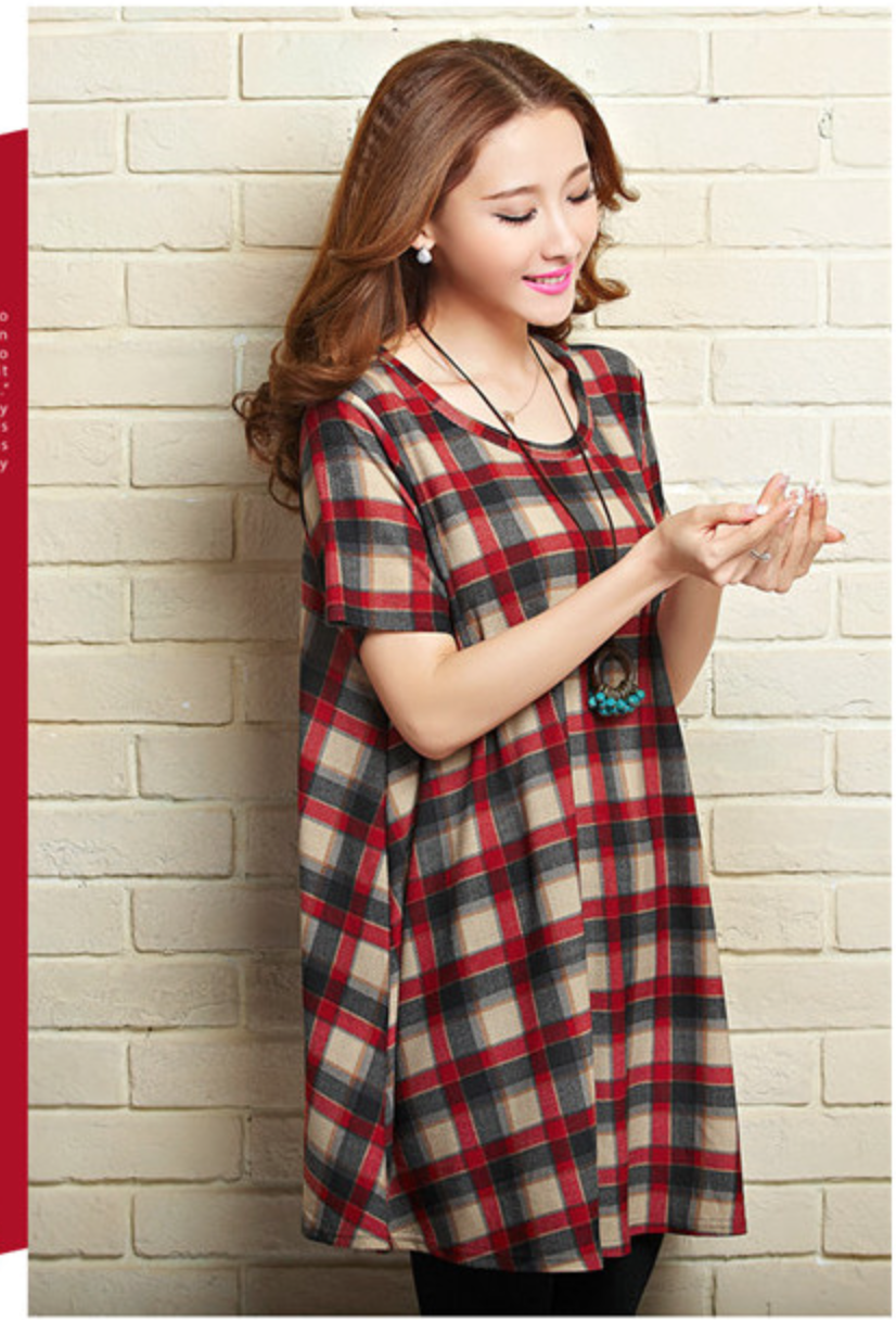 WD5700 Stylish Checker Dress Red