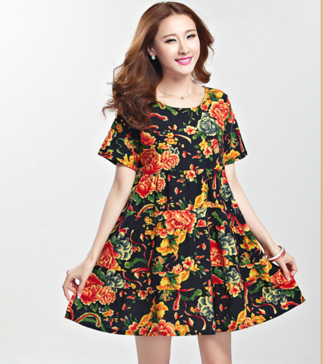 WD5703 Pretty Floral Dress Black
