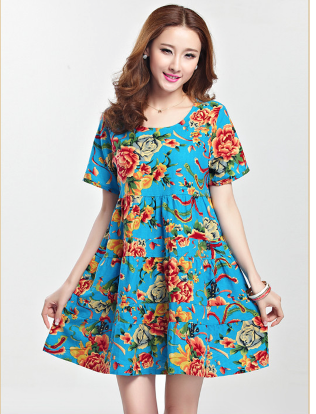 WD5703 Pretty Floral Dress Blue