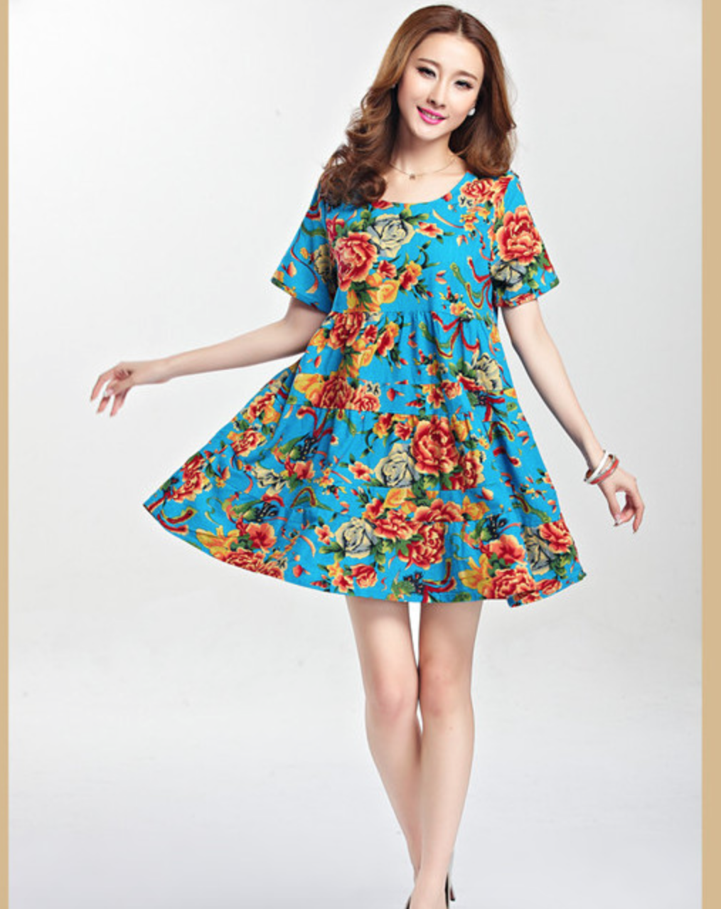 WD5703 Pretty Floral Dress Blue
