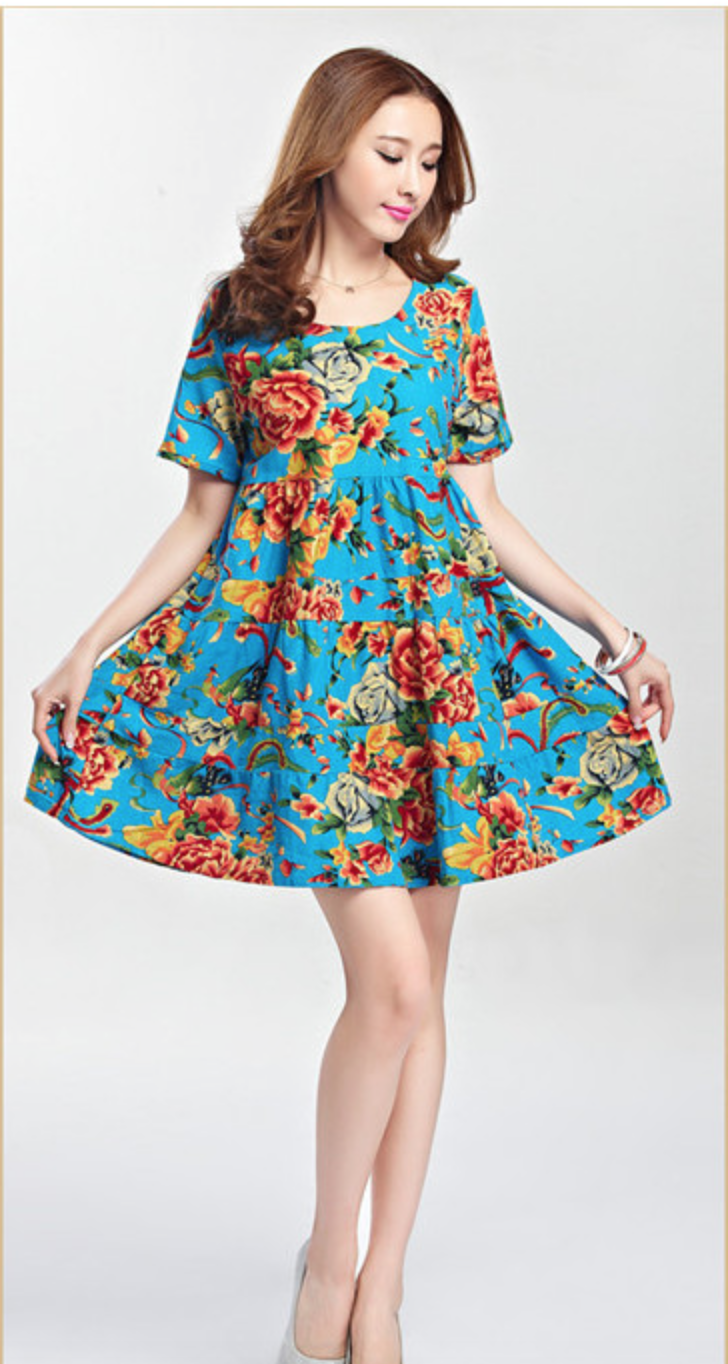 WD5703 Pretty Floral Dress Blue