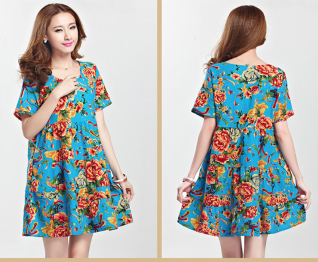 WD5703 Pretty Floral Dress Blue