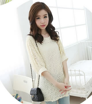WT5792 Fashion Lace Top Almond