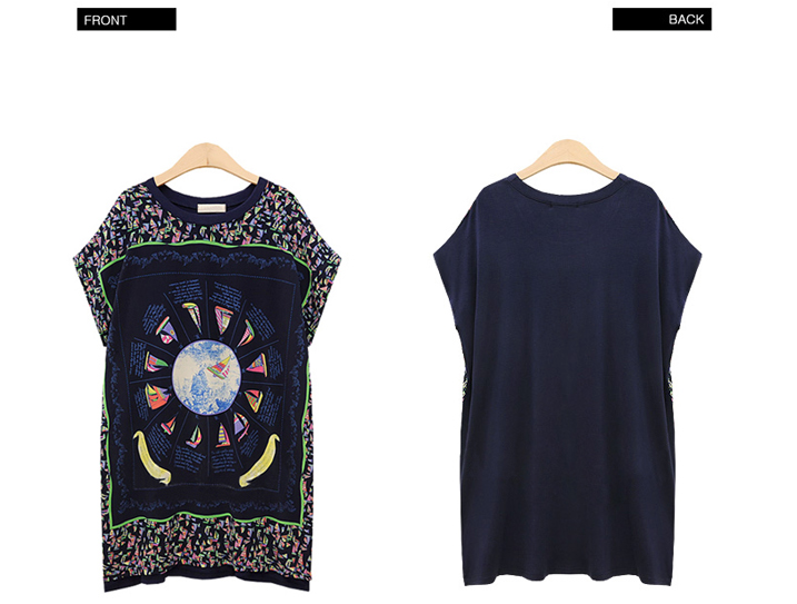 WT5814 Europe Fashion Long Top Dark Blue