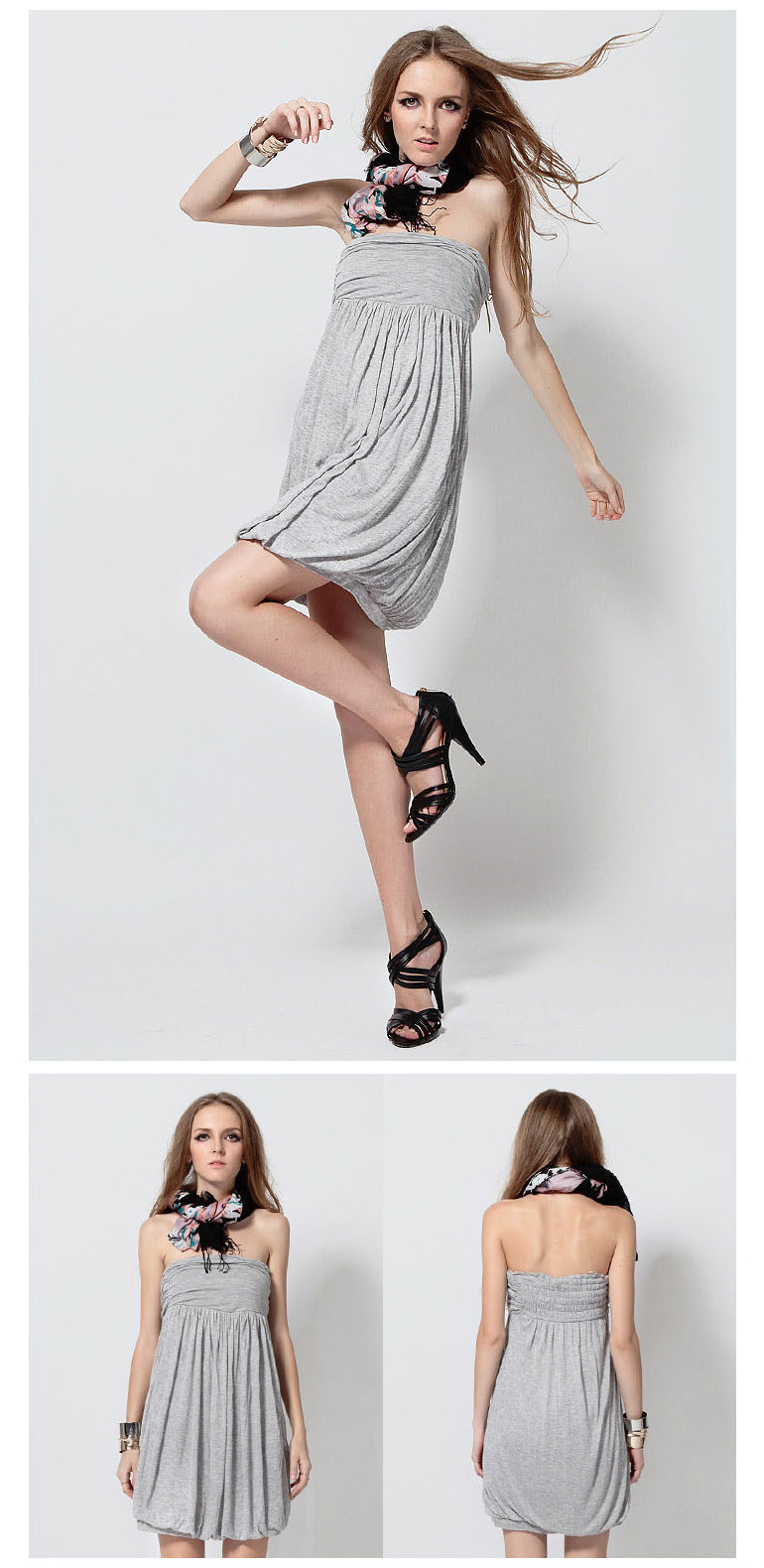 WD5862 Fashion Tube Dress Grey