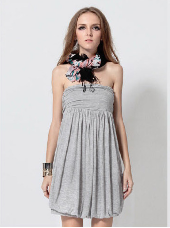 WD5862 Fashion Tube Dress Grey