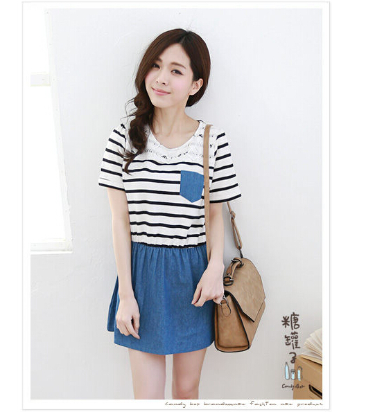 WD5863 Stylish Dress Dark Blue