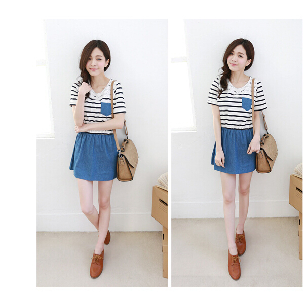 WD5863 Stylish Dress Dark Blue