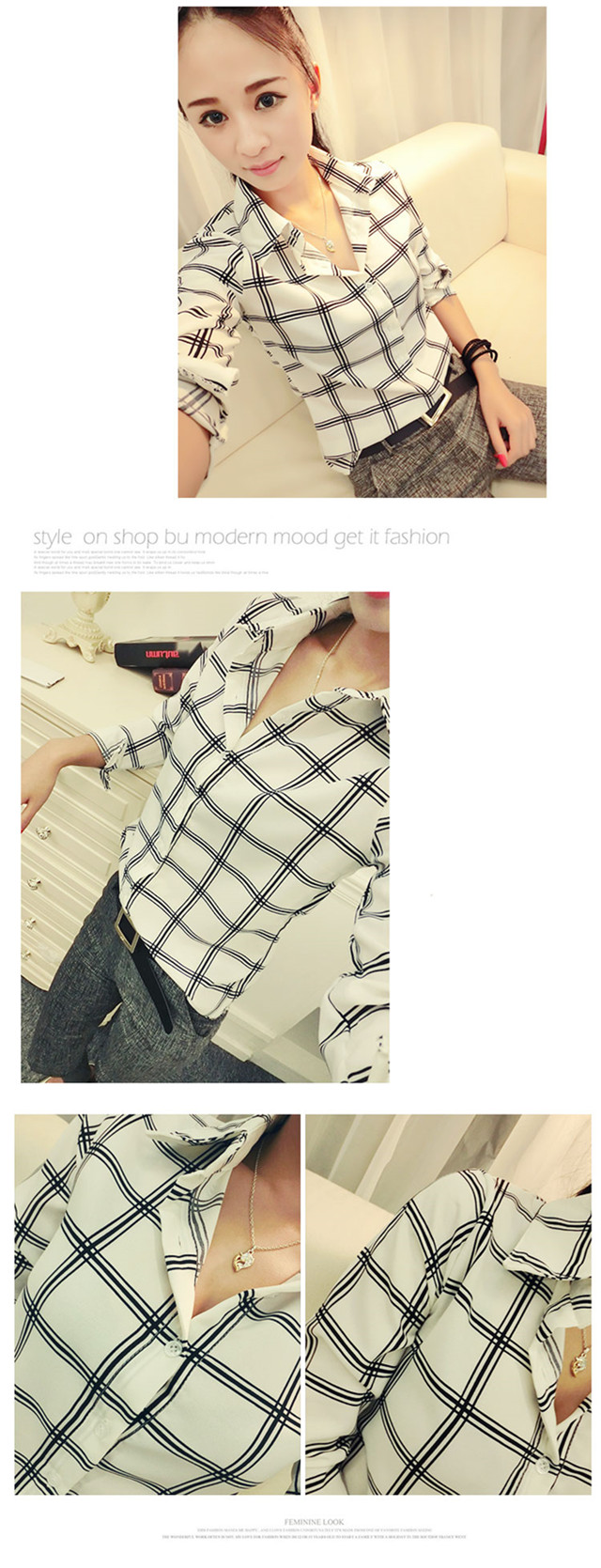 WT5864 Checker Top As Picture